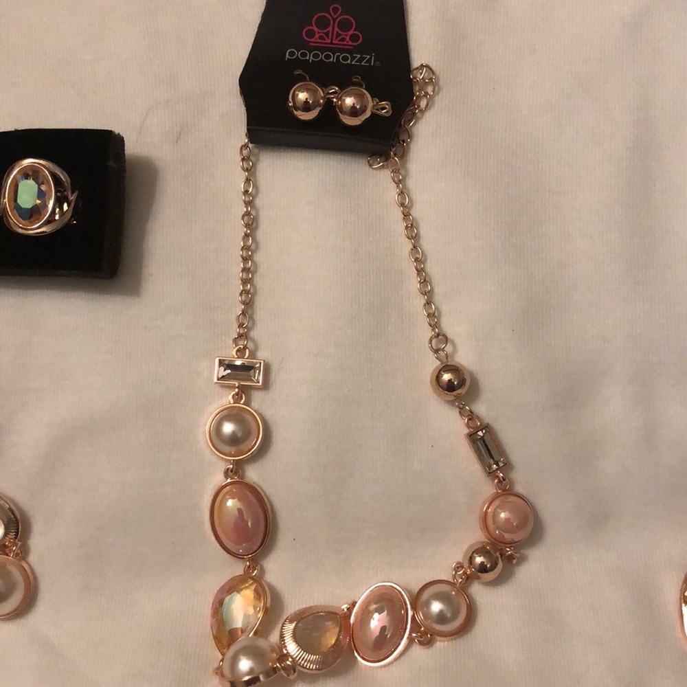Paparazzi Matching Set Rose Gold-Colored Costume Jewelry - Picture 2 of 5